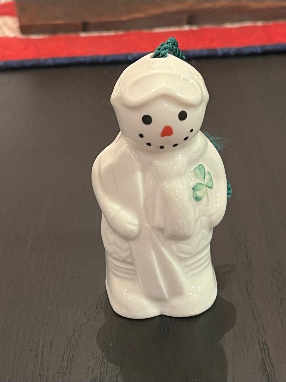Belleek Skiing Snowman Bell Ornament
